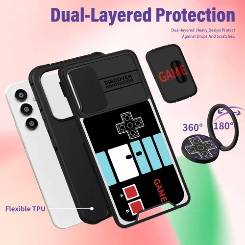 Vista 5 de Funda para teléfono Samsung Galaxy A54 5G 2 en 1 para hombres y niños, linda funda divertida y divertida para adolescentes, niños, videojuegos