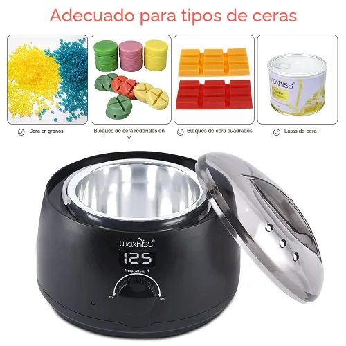 Vista 5 de waxkiss Calentador digital de depilación con tapa transparente y olla de 14 onzas