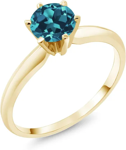 Vista 26 de Anillo de compromiso solitario con piedra preciosa redonda de oro amarillo de 14 quilates de 0.236 in para mujer Ajuste clásico de 6 puntas
