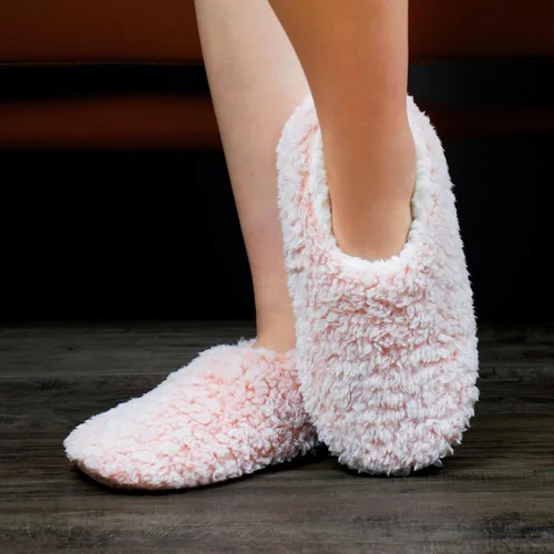 Vista 3 de Paquete de 2 pantuflas de casa suaves y peludas para mujer en interiores, cálidas suelas antideslizantes de sherpa, zapatos de calcetín mullidos