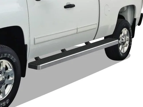 Vista 19 de APS - Estribos iBoard para Chevrolet con cabina extendida de 2 puertas completas + 2 puertas de apertura inversa, 4 pulgadas, Aluminio negro