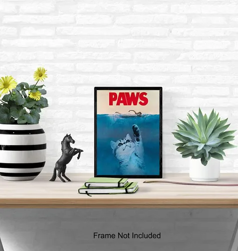 Vista 5 de Arte y decoración de pared de gatos, regalos divertidos para amantes de los gatos para mujeres, bonito póster de gatito de 8 x 10 pulgadas