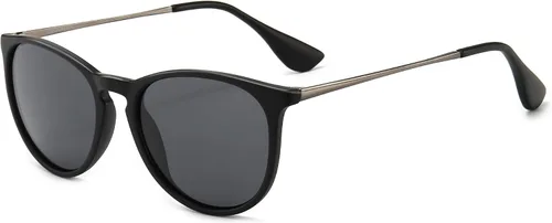 Vista 21 de SUNGAIT Gafas de sol redondas vintage prémium para mujeres y hombres Gradiente ámbar/marrón