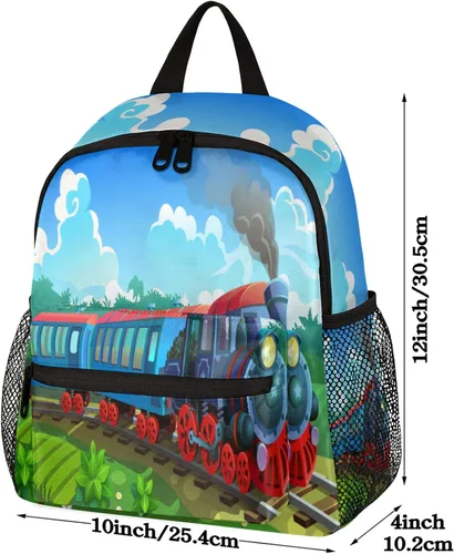 Vista 2 de Pardick Mochilas para niños y niñas, mochila escolar ligera para laptop o universidad, Zz coloridos trenes de vapor, Mochilas Daypack