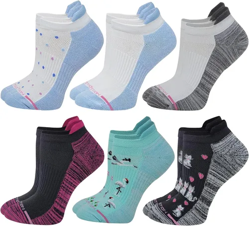 Vista 9 de Dr. Motion 6 pares de calcetines de compresión transpirables acolchados de corte bajo para mujer