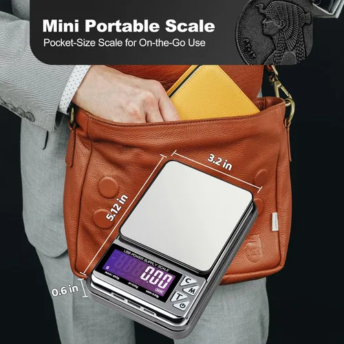 Vista 4 de MEIYA Báscula de monedas, 21.16 oz x 0.00 oz, báscula de joyería con 7 unidades y 3 interfaces de carga, báscula digital portátil de bolsillo