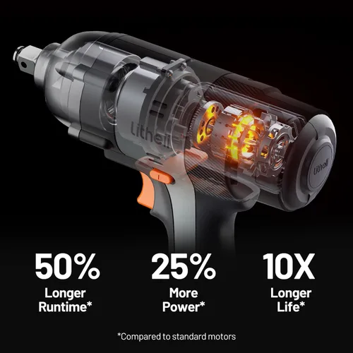 Vista 3 de LiTHELi Kit de llave de impacto inalámbrica de 20 V con batería de 2.0 Ah, pistola de impacto de anillo de cerdo de 1/2 pulgada, máximo 295
