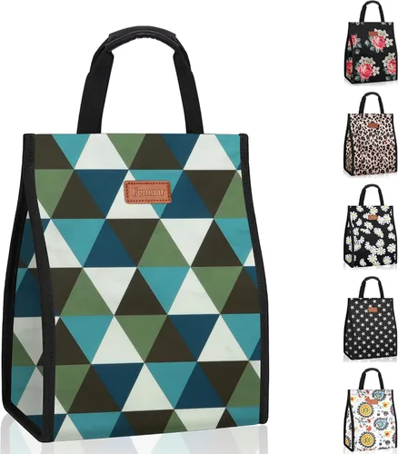 Vista 19 de Bolsas de almuerzo para mujer, aisladas, reutilizables, con bolsillo interno, bolsa de almuerzo para adultos para el trabajo