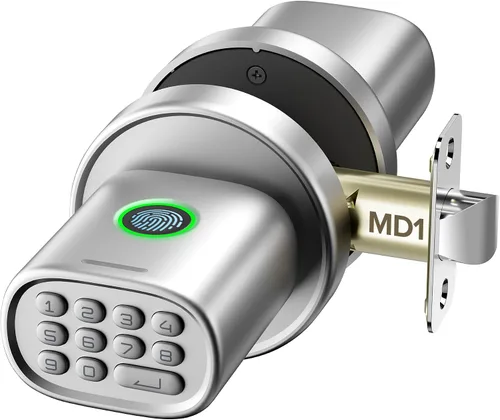 Vista 13 de ThorBolt Pomo de puerta de huellas dactilares, perilla de puerta sin llave con teclado biométrico electrónico, bloqueo automático para puertas