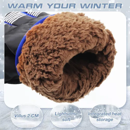 Vista 7 de Bencailor 4 pares de guantes de esquí para hombres, mujeres y niños, guantes de nieve resistentes al viento, guantes de invierno cálidos