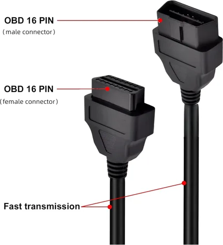Vista 3 de Cable de extensión OBD2 para todos los lector de códigos y herramienta de escaneo de diagnóstico, adaptador de cable extensor de diagnóstico de 5