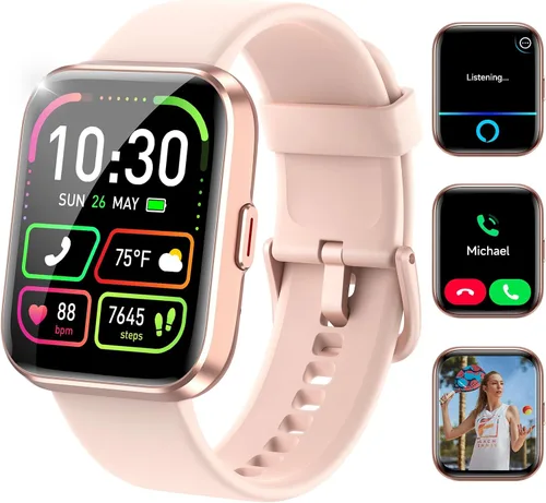 Vista 8 de Relojes inteligentes para mujeres y hombres, reloj inteligente Alexa HD de 1.83 pulgadas para Android y iPhone (llamadas/SMS/recordatorios), reloj