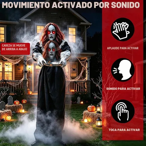 Vista 2 de 5.3 Ft Scary Halloween Animatronics Decorations Outdoor Life Size Maid