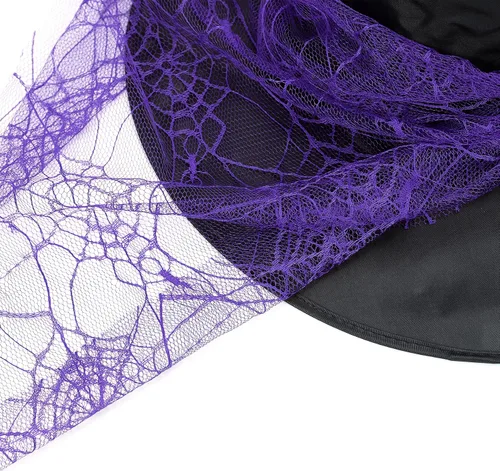 Vista 4 de Durio Sombrero de bruja para niños, disfraz de Halloween, sombrero de bruja de velo para niñas y adultos, cabeza pequeña, decoración de disfraces