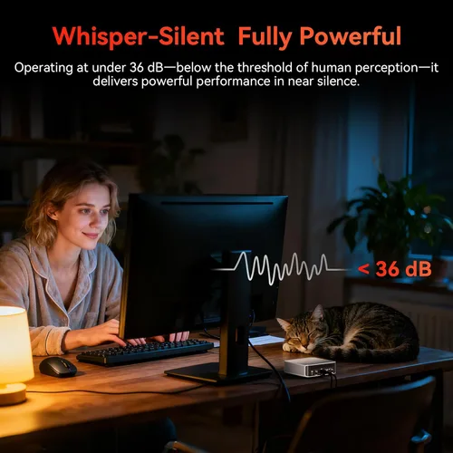 Vista 17 de Mini PC GEEKOM A7, Ryzen 7 7730U (baja potencia) 32 GB de RAM y 500 GB SSD