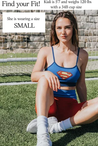 Vista 5 de DC Comics Trajes de entrenamiento activo para mujer, Wonder Woman, Batgirl, Harley Quinn, Supergirl, Conjuntos de 2 piezas con pantalones cortos