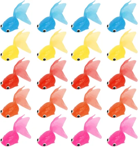 Vista 6 de 20pcs Goldfish Pet Fish para gato juguete – Mini Goldfish natación en el agua – Novedad impermeable niño juguete de natación