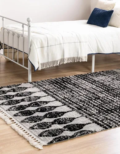 Vista 4 de Unique Loom Cherokee Collection Alfombra de área - Asheville (rectangular 2' 0" x 3' 0", negro/marfil)