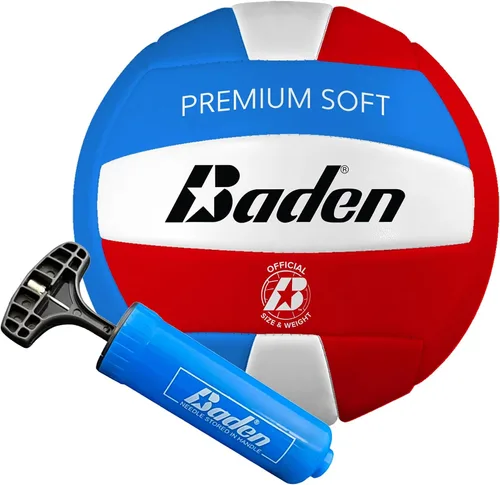 Vista 5 de Baden Pelota de voleibol de cuero sintético suave de alta calidad, tamaño y peso oficiales, paquete de 6 unidades con bomba