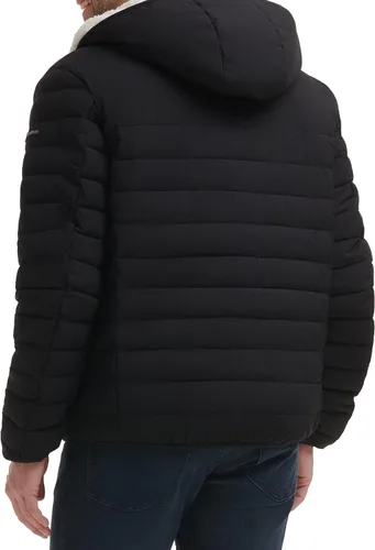 Vista 4 de Calvin Klein Men's Hooded Down Jacket Quilted Coat Sherpa Lined