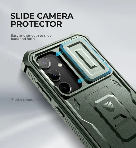 Vista 3 de Dexnor Funda para Samsung Galaxy S24 con Cubierta Deslizante Integrada para Cámara y Protector de Pantalla y Soporte, Funda Resistente a los Golpes