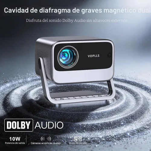 Vista 3 de Voplls Proyector ANSI 4K 4700 con audio Dolby de 60 W y enfoque automático Actualizar gris