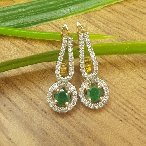 Vista 4 de Dazzlingrock Collection Pendientes colgantes estilo halo de 14 quilates, oro rosa
