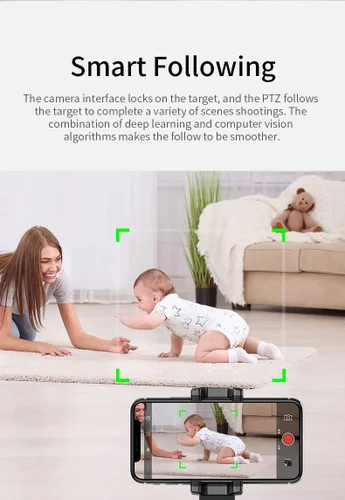 Vista 3 de Robo 360 Rotation Smart AI cardán, soporte de seguimiento automático de cara y objetos, 360° manos libres, fotos y grabación de video en vivo