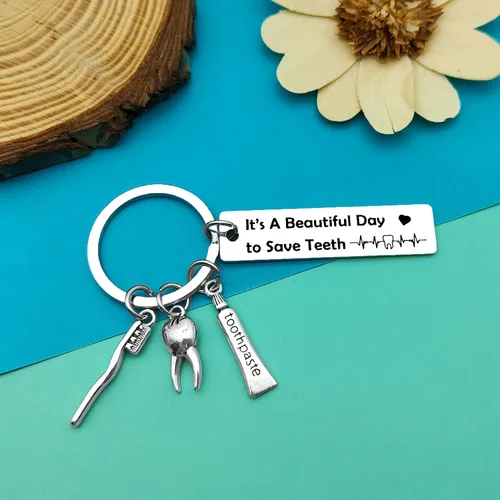 Vista 6 de Regalos para dentistas, llavero de dentista, regalos para hombres y mujeres, regalos divertidos para higienistas dentales, regalo de dentista