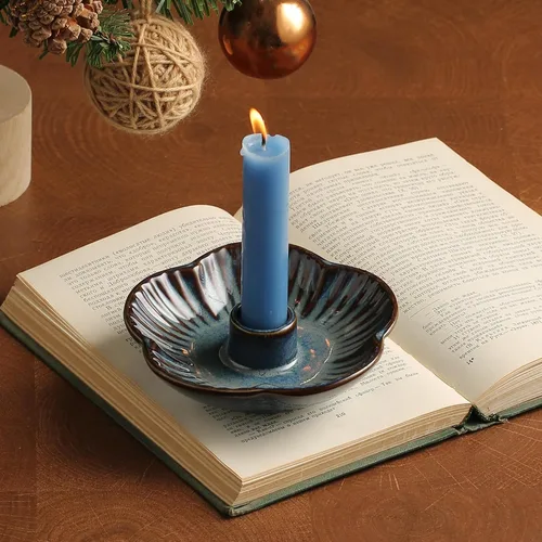 Vista 11 de Soporte de candelabro de cerámica, portavelas para velas cilíndricas, incienso, Palo Santo, velas para Halloween, Navidad, bodas, fiestas, Negro