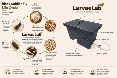 Vista 4 de Black Solider - Compostador de moscas - Diseño fácil de instalar, eficiente y de bajo mantenimiento, convierte tus residuos de alimentos en un suelo