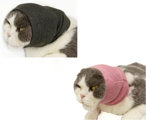 Vista 14 de Paquete de 2 protectores de orejas de gato sin arañazos para el cuidado de heridas 1azul+1 gris