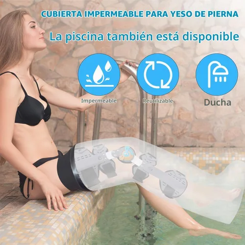 Vista 4 de Protector de pierna fundido para adultos, vendaje de ducha de poliuretano termoplástico impermeable y cubierta fundida, protector de ducha de pierna