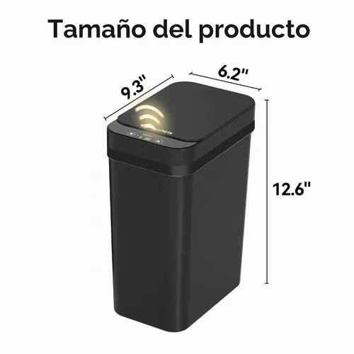 Vista 2 de FRESHLIX Paquete de 3 cubetas de basura para baño 2.6 galones, cubetas de basura automáticas delgadas sin contacto con sensor de movimiento, cubetas