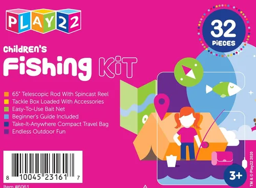 Vista 9 de Play22 Caña de pescar para niños, color rosa, 40 unidades, combos de caña de pescar y carrete, cañas de pesca para niños jóvenes, incluye aparejos