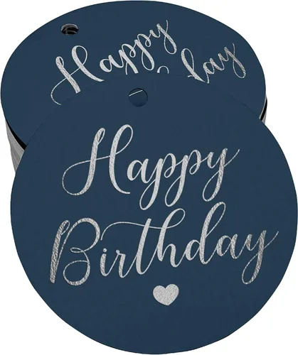 Vista 20 de Etiqueta de papel para colgar con texto en inglés «Happy Birthday» (50 unidades)
