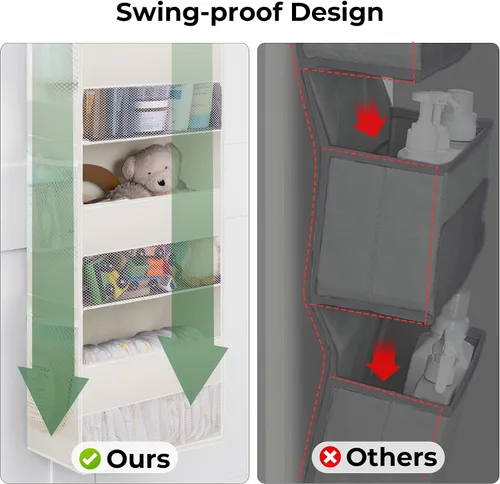 Vista 4 de GRANNY SAYS Organizador para colgar sobre la puerta, almacenamiento detrás de la puerta con 4 estantes y 6 bolsillos y ventana transparente