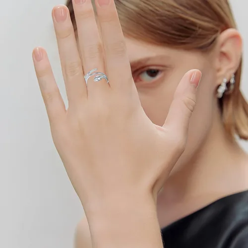 Vista 2 de Anillos de plata de ley 925 para aliviar la ansiedad, anillo antiansiedad y estrés con cuentas, anillos abiertos, regalos de joyería para mujeres