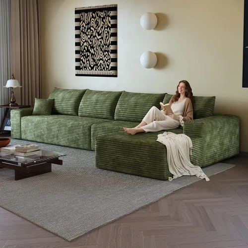 Vista 59 de Sofás seccionales de 105" para sala de estar, sofá cloud con forma de L tapizado, sofás modulares sin estructura rígida, sofá seccional moderno