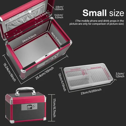 Vista 2 de Caja de medicamentos con cerradura para medicación segura – 10 x 6 x 6.7 pulgadas – Caja de almacenamiento con cerradura para medicamentos, botiquín
