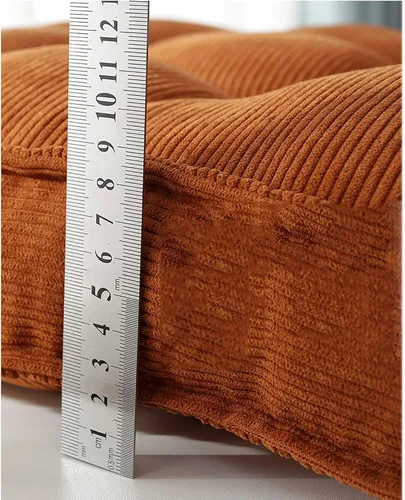Vista 2 de Cojín cuadrado para silla, cojín portátil de pana para meditación, cojín de asiento de tatami suave y grueso con asa, cojín de piso de terciopelo