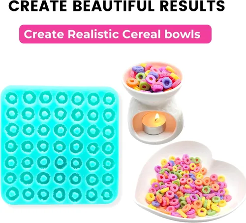 Vista 2 de Fruit Rings - Molde de bucle de cereales para 49 cavidades, para cera derretida, jabón, resina, arcilla de silicona flexible (Natucraft)
