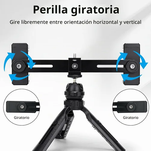 Vista 7 de Kit de video con soporte para teléfono doble, soporte de trípode para iPhone y Android