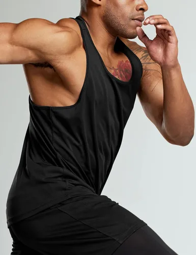 Vista 6 de TSLA - Camisetas deportivas sin mangas para hombre, Dry Fit, con espalda en Y, para entrenamiento, gimnasio o fisicoculturismo, paquete de 3
