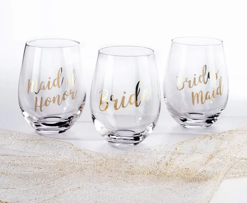 Vista 2 de Lillian Rose Copa de vino sin tallo Gold Bride, altura 4.75 pulgadas (G115 BR)