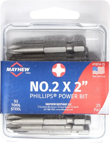 Vista 13 de Mayhew Tools 19213-10 USA Phillips Power Bit, n.º 1 x 2 pulgadas, paquete de 10