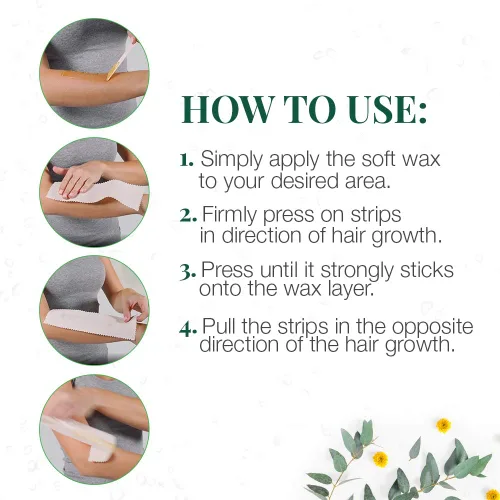 Vista 5 de Clean + Easy Tiras de cera de muselina para piernas grandes, 100