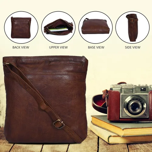 Vista 6 de Ozora Bolso cruzado de cuero oculto para mujeres y hombres con funda desmontable