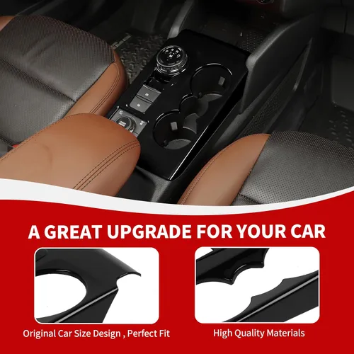 Vista 6 de RAZPOY Ajuste de panel de cambio Panel de centro de consola Portavasos Compatible con Ford Bronco Sport 2021-2024, Negro