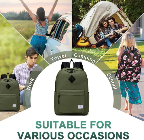 Vista 7 de Kasqo Mochila para mujeres y hombres, mochila clásica ligera y resistente al agua para adolescentes, niñas, niños, mochila informal de viaje escolar